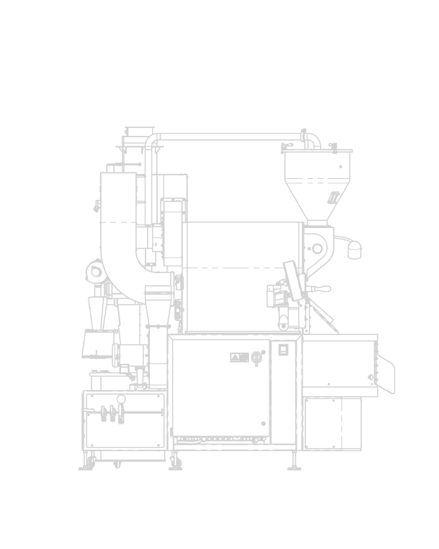 Lijntekening van een Loring-koffiebrander