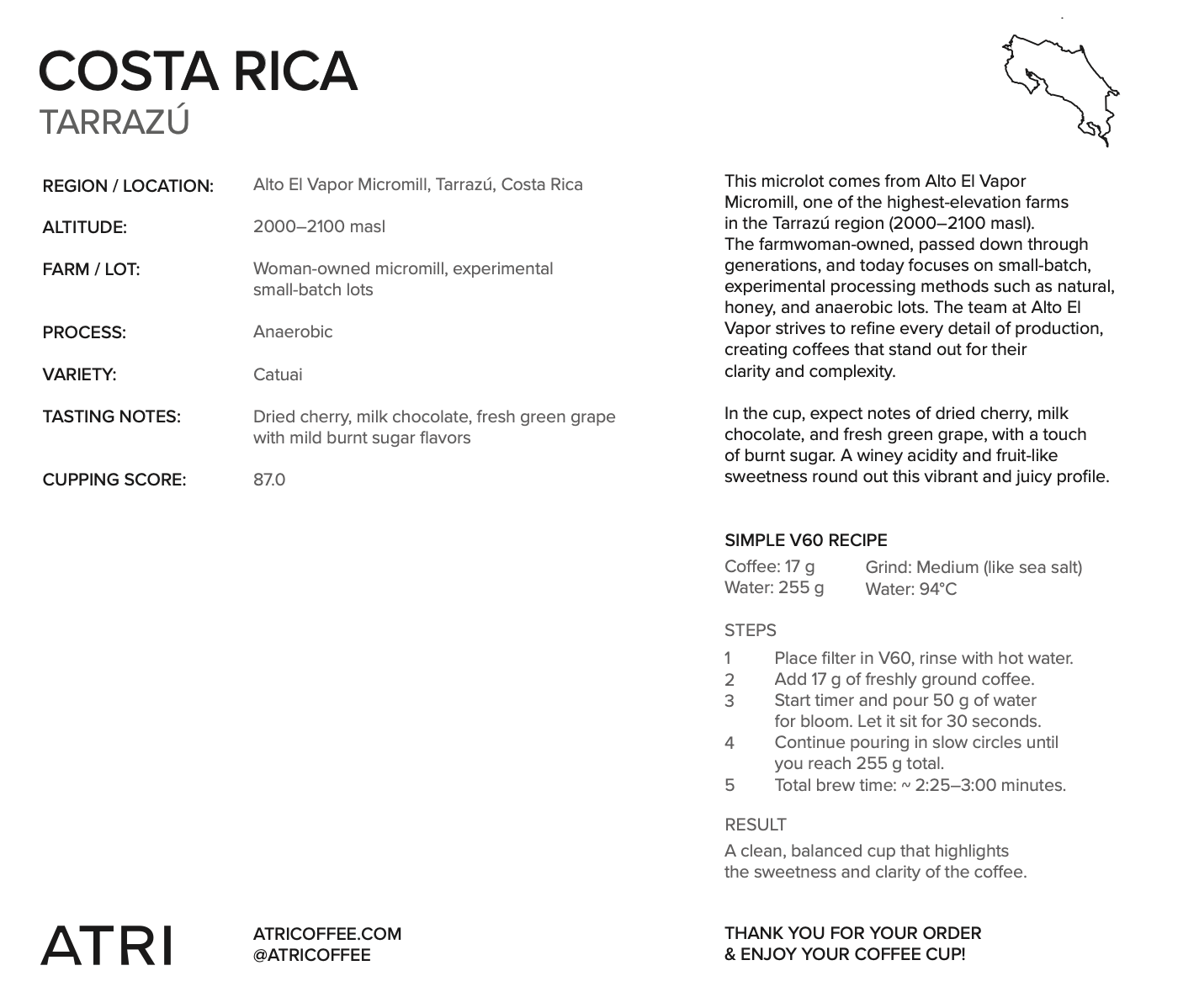 Costa Rica - Tarazzu — Achterkant